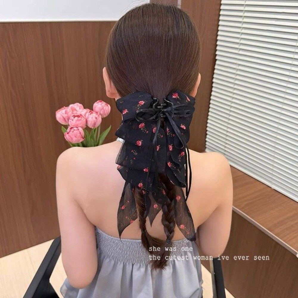 ใหม่ดอกไม้ Streamer Grabber คลิปผมหางม้าด้านหลังหัว Hairpin Super Fairy ฤดูร้อนลําแสงดอกไม้ Grabber หญิงสไตล์ฝรั่งเศส — صورة 3