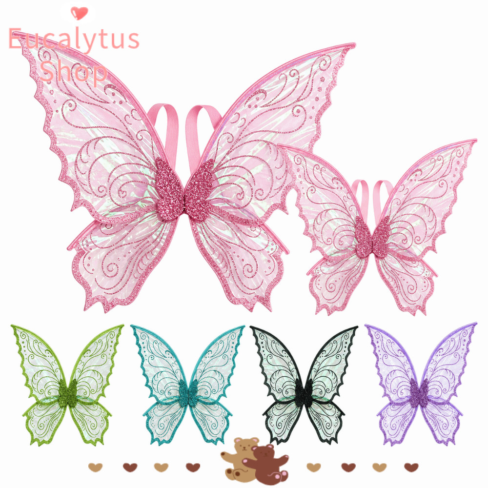 EUCALYTUSS Fairy Wings, Princess Angel Wing Dress UP Angel Wings, Cute Organza Sparkling Butterfly W