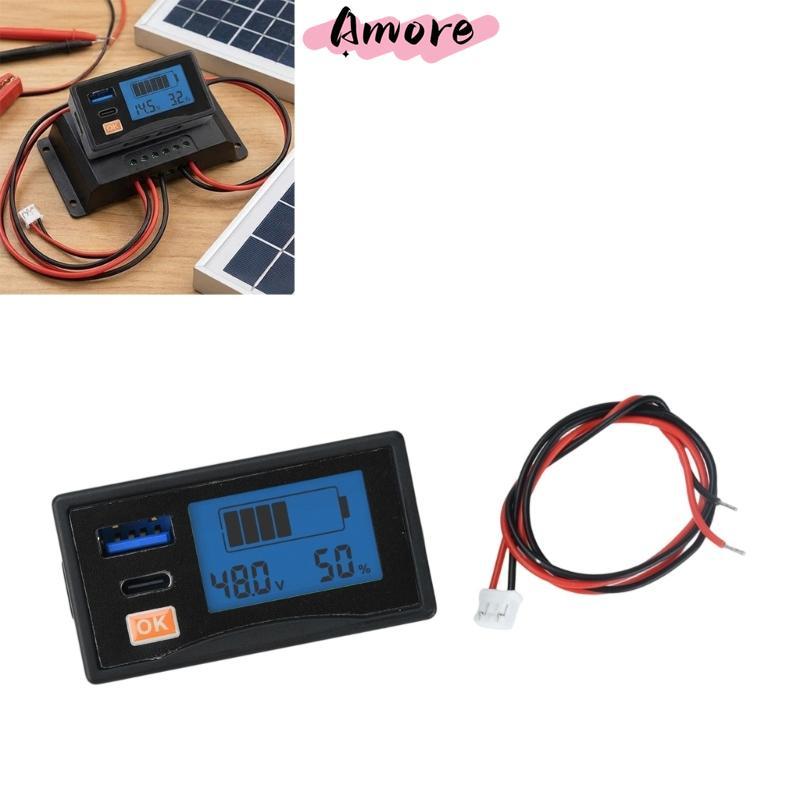 Amore DC12-24V ไฟแสดงสถานะความจุ LED รถยนต์รถจักรยานยนต์โวลต์มิเตอร์ไฟฟ้า
