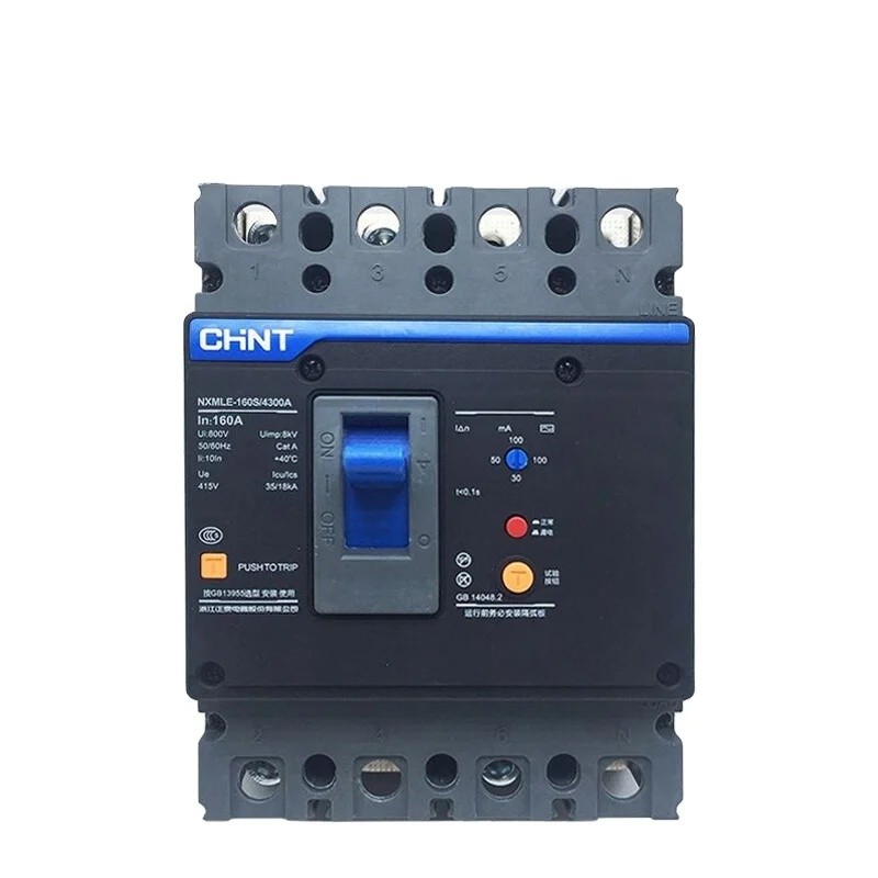 J0DU RCBO Chint NXMLE Series 4P พลาสติกกรณี Residual Current Circuit Breaker 250A กรอบ 200A มีให้เลื