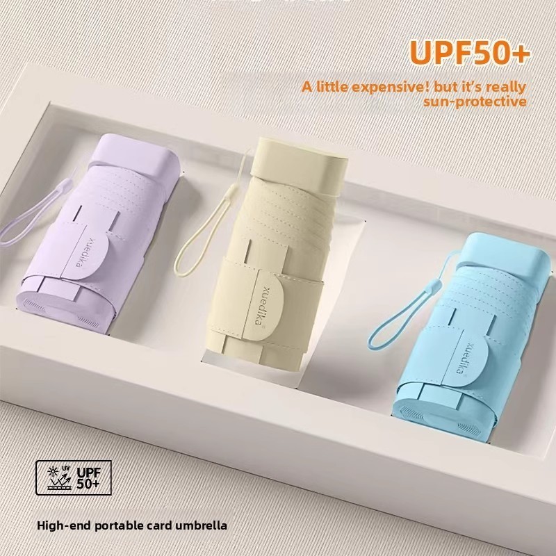 ร่มพ็อกเก็ต 6 พับขนาดเล็ก UPF50+ | ร่มกันแดดขนาดกะทัดรัด Sun Rain น้ําหนักเบา แบบพกพาและมีสไตล์สําหรับใช้ในทุกวัน