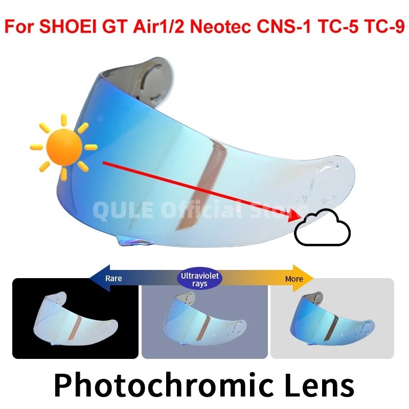 Photochromic Visor เลนส์ชุบเลนส์สําหรับ Shoei GT-Air Gt Air2 Neotec CNS-1 CNS1 TC- 5 TC- 9 หมวกกันน็