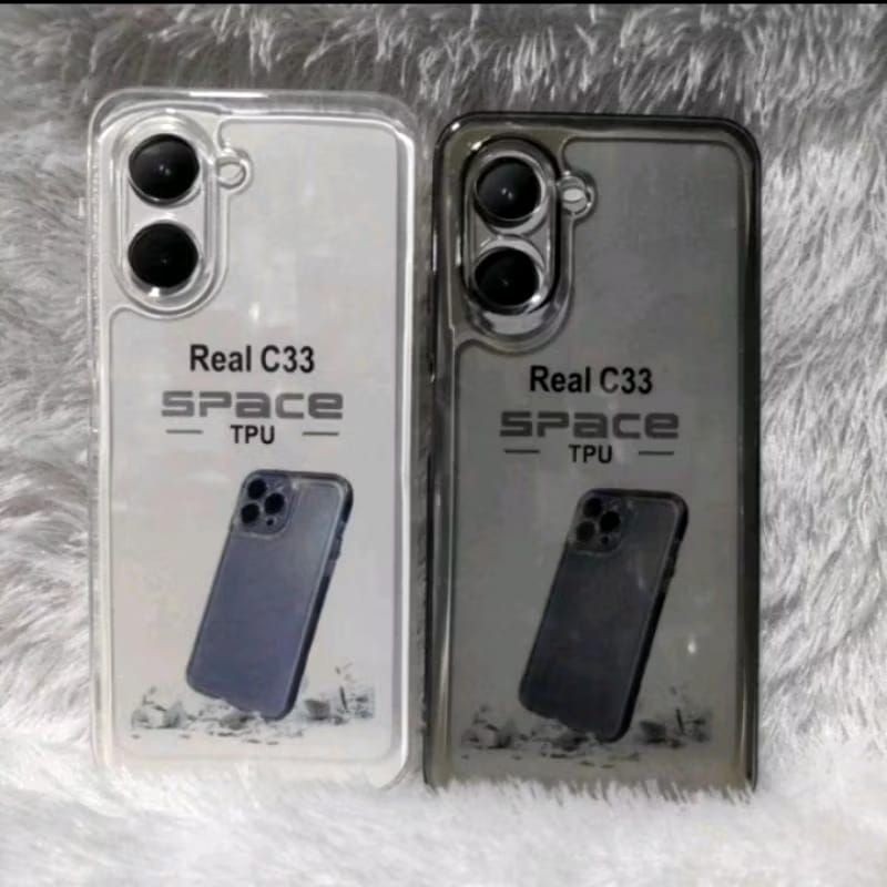 Gudang_Acc1 Softcase REALME C33 / C33S Case Space Casing Silicone Clear Black Transparent