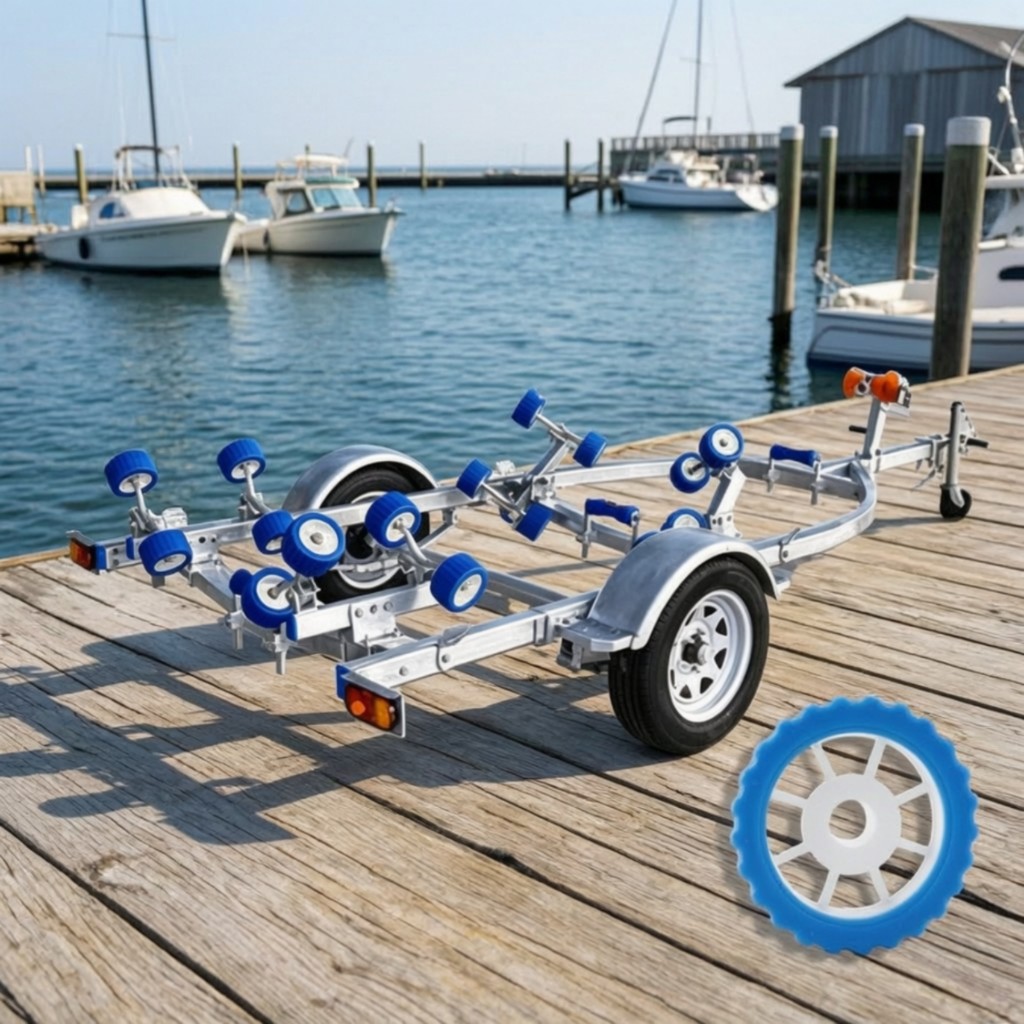 Boat Trailer Roller Ribbed Trailer Roller ฮาร์ดแวร์น้ําหนักเบา Slimline สําหรับการขนส่งทางทะเล
