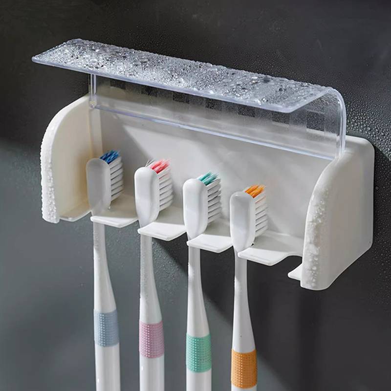 Oyr ห้องน้ํา Wallmount ผู้ถือแปรงสีฟันพร้อมฝาปิด 5 ช่องโดยไม่ต้องเจาะบ้านห้องน้ํา Self ยึดแปรงสีฟันเก็บ Ras N