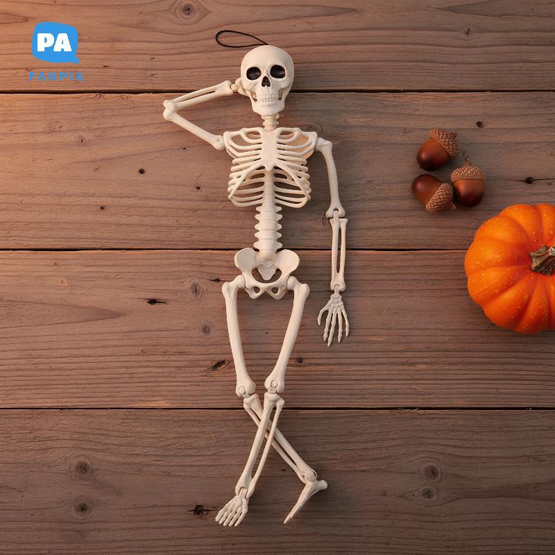 [NBI] Posable Halloween Human Skeleton Prop เหมือนจริง Skull Bones ตกแต่งน่ากลัวสําหรับ Haunted Hous