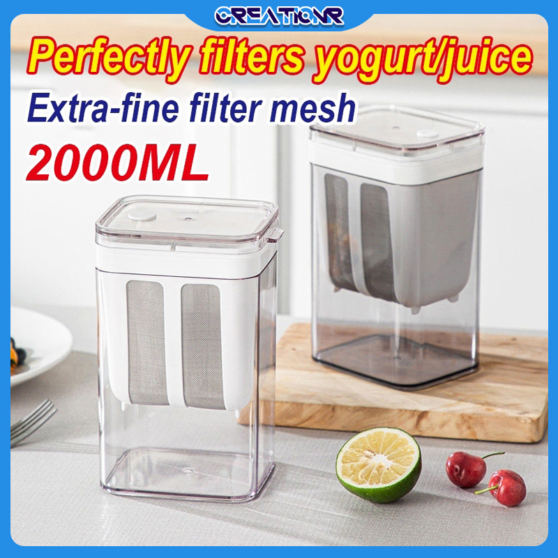 YOGURT STRAINER 1300ml-2000ml - เครื่องทําโยเกิร์ตกรีก, เครื่องแยกเวย์ BPA Free, กรองละเอียดสําหรับโ