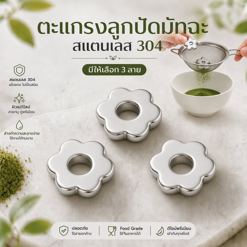 ตะแกรงลูกปัดมัทฉะ Matcha Sifter Anti-Caking อาหารเกรด 304 สแตนเลส ที่กรองผงมัทฉะ ที่กรองผงมัทฉะ ที่กรองชา
