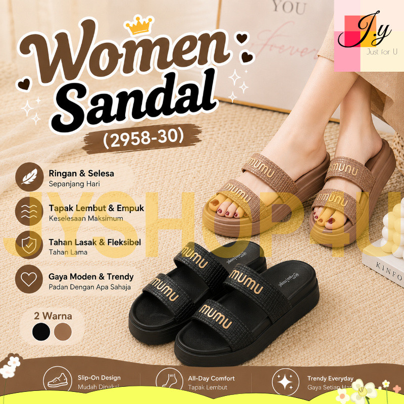 (JYSHOP4U) ผู้หญิง Comfort Sandal Soft Sole น้ําหนักเบารองเท้าแตะลําลอง Sandal Perempuan Tapak Lembu