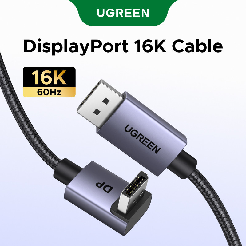 UGREEN สาย DisplayPort 16K Cable DP2.1 80Gbps สายต่อจอคอมพิวเตอร์ รองรับ 16K60Hz 8K มุม 90 องศา รุ่น