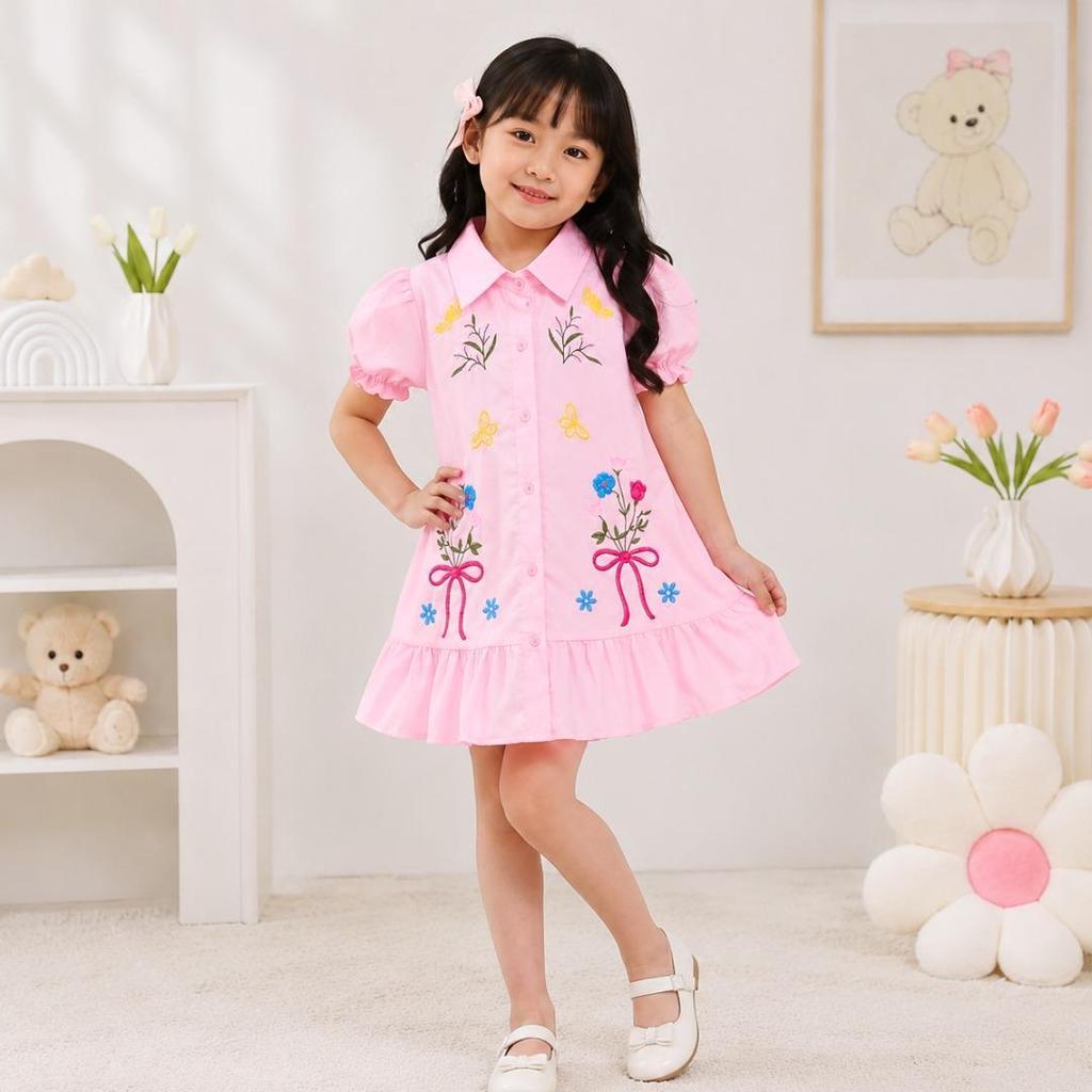 Alesha - Yejin ชุดเดรสสําหรับเด็กผู้หญิงปักลายดอกไม้ล่าสุด/เดรสแฟชั่นสไตล์เกาหลีสําหรับเด็กผู้หญิง