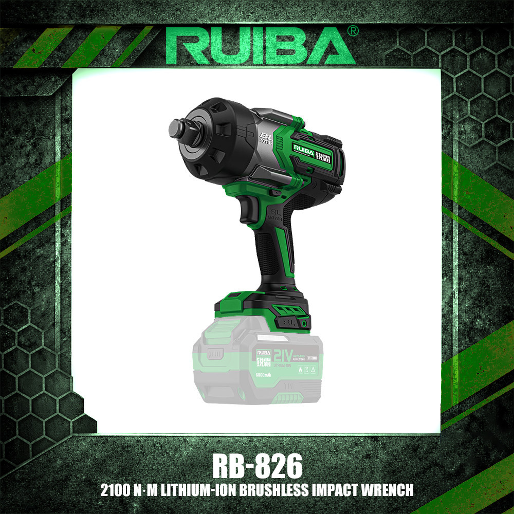 RUIBA RB‐826 2100N·M ประแจผลกระทบแบบไม่มีแปรง 3/4" 21V ประแจพลังงานไร้สาย