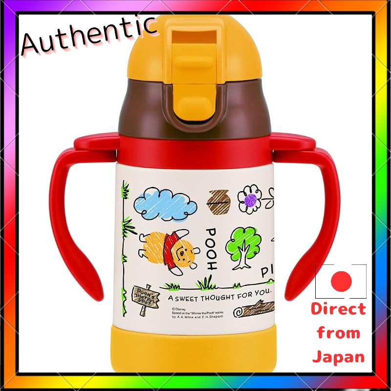 SKATER double-handled stainless steel bottle with straw for children 240ml Kumano Poo-san sketch Dis