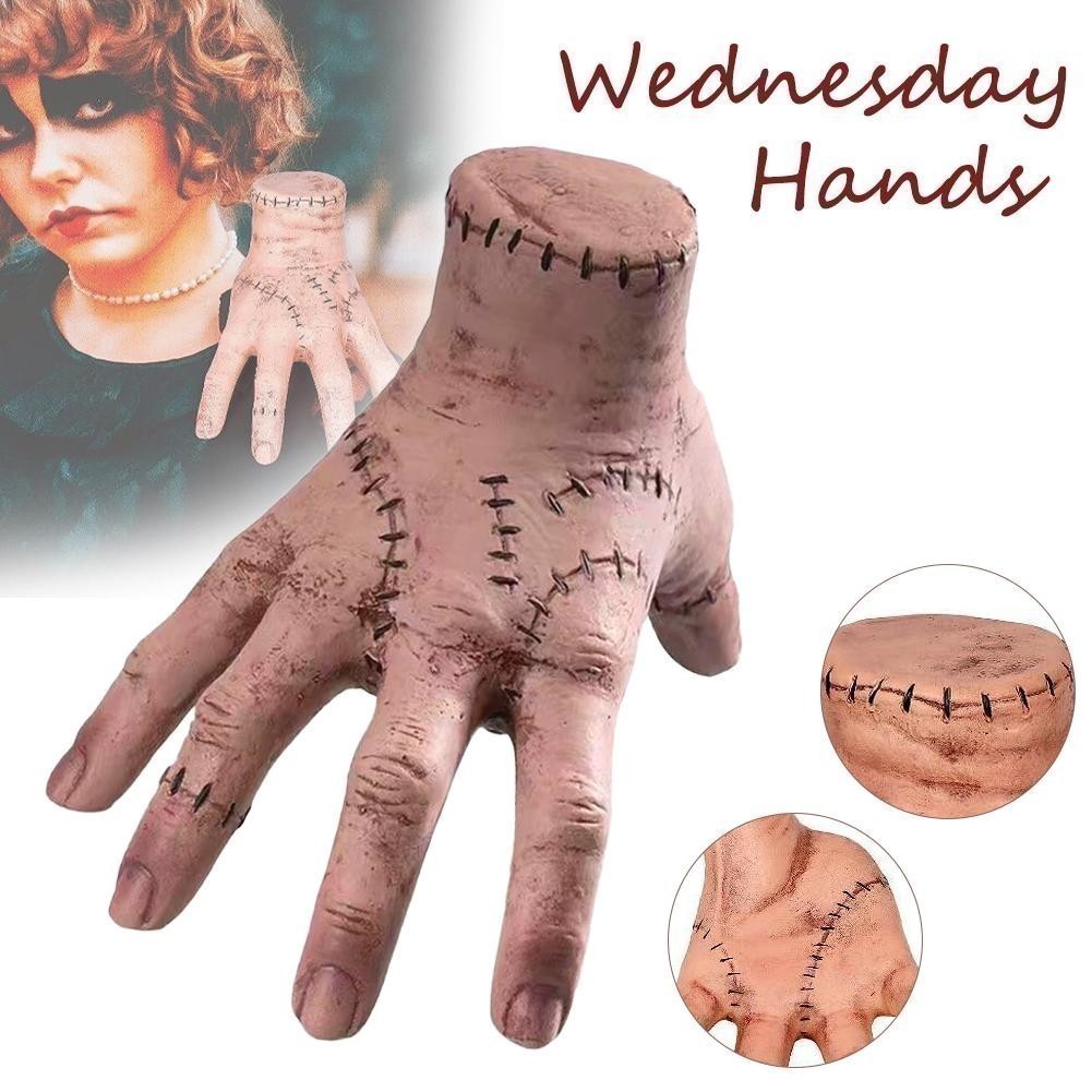 Horror Wednesday Thing Hand จาก Addams Family คอสเพลย์ Prop ตุ๊กตาฮาโลวีน Latex Party F4p5