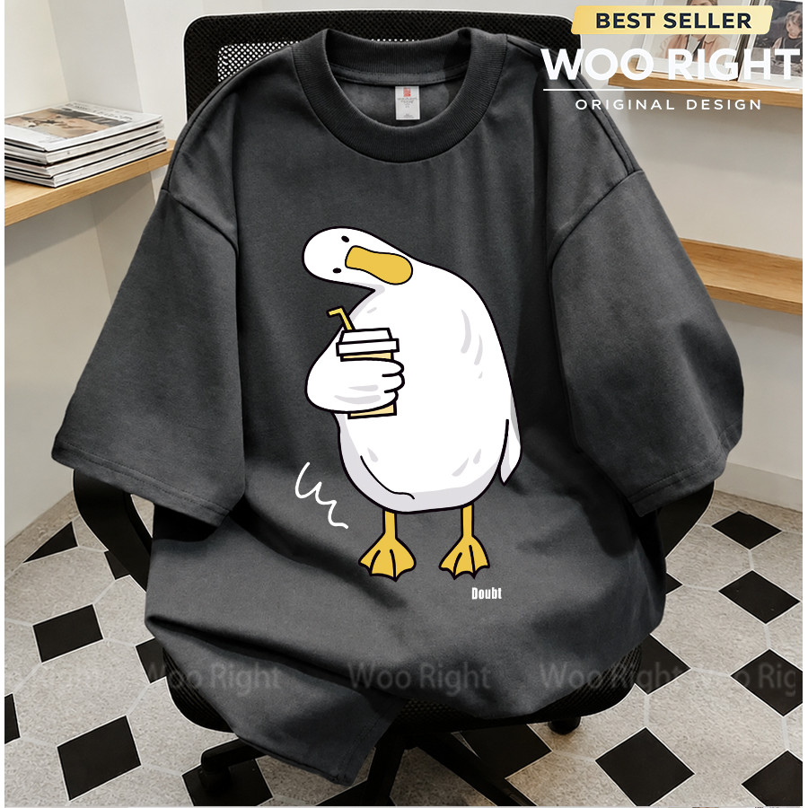 Woo Right تيشيرت Boxy أزرق فاتح بنقش بطة — صورة 4