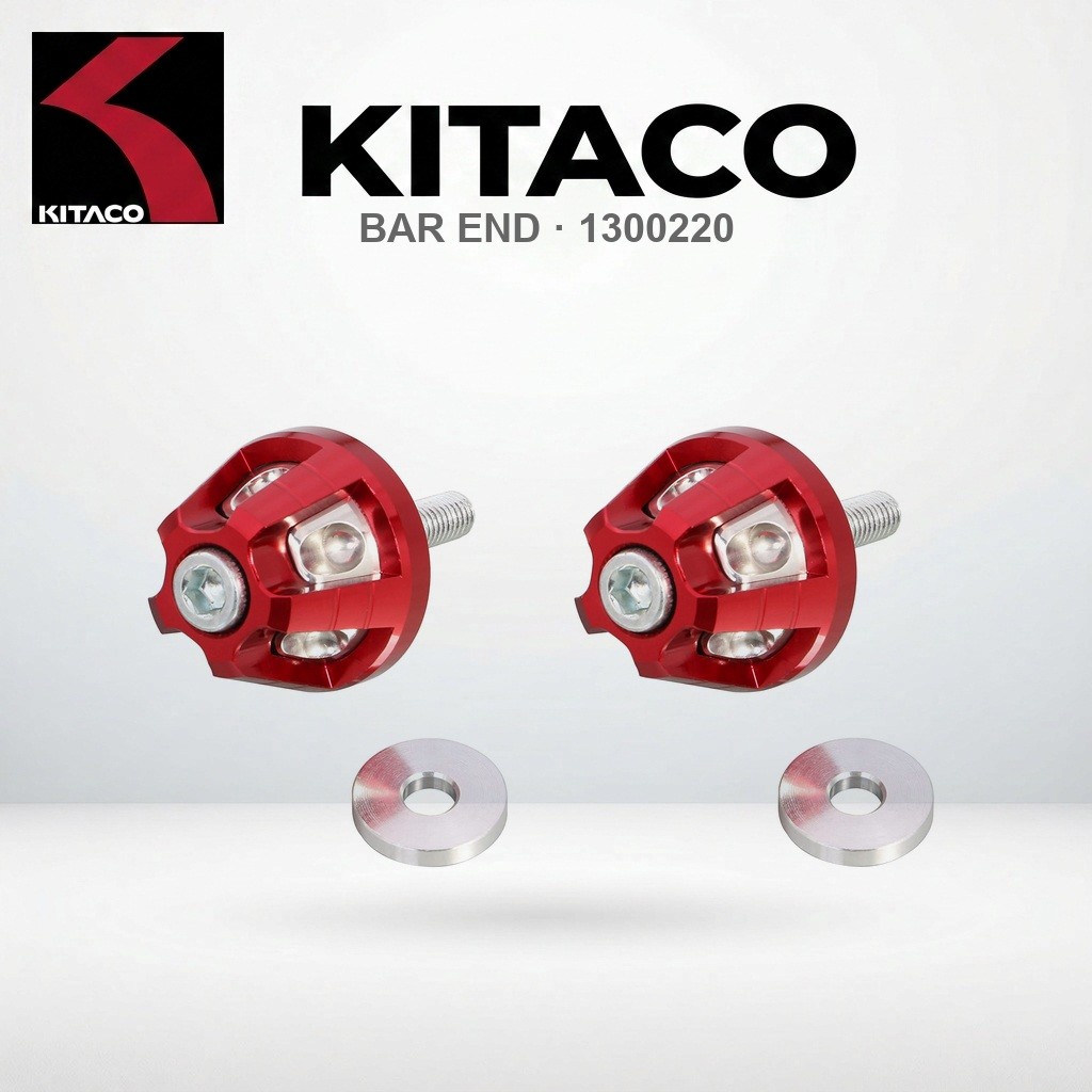 ฝาครอบปลายแฮนด์ KITACO Union สีแดง สำหรับ Honda Monkey 125 | KITACO Union Bar End Caps, Red, for Mon