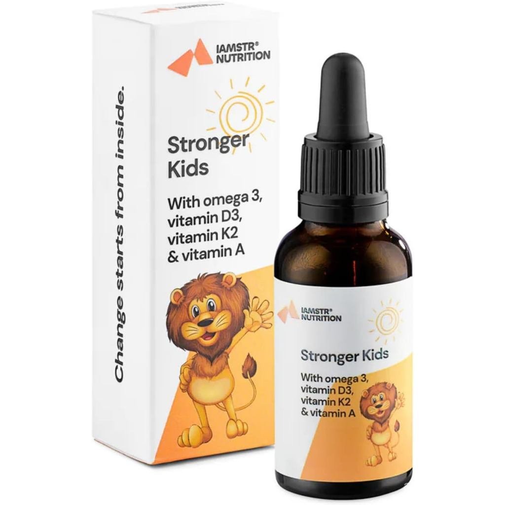 IAMSTRONGER Stronger Kids - วิตามิน D3 K2 A & Omega-3 Drops - 30 ml - 960 Drops - Fruity Lemon Flavo