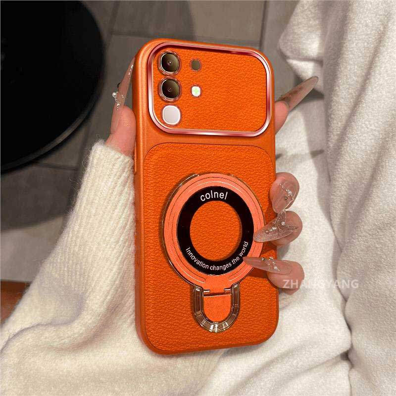 กรณีสําหรับ vivo Y29 4G หน้าต่างขนาดใหญ่หนังวัสดุ anti drop เคสโทรศัพท์ความงามโลหะผู้ถือโทรศัพท์สีออ