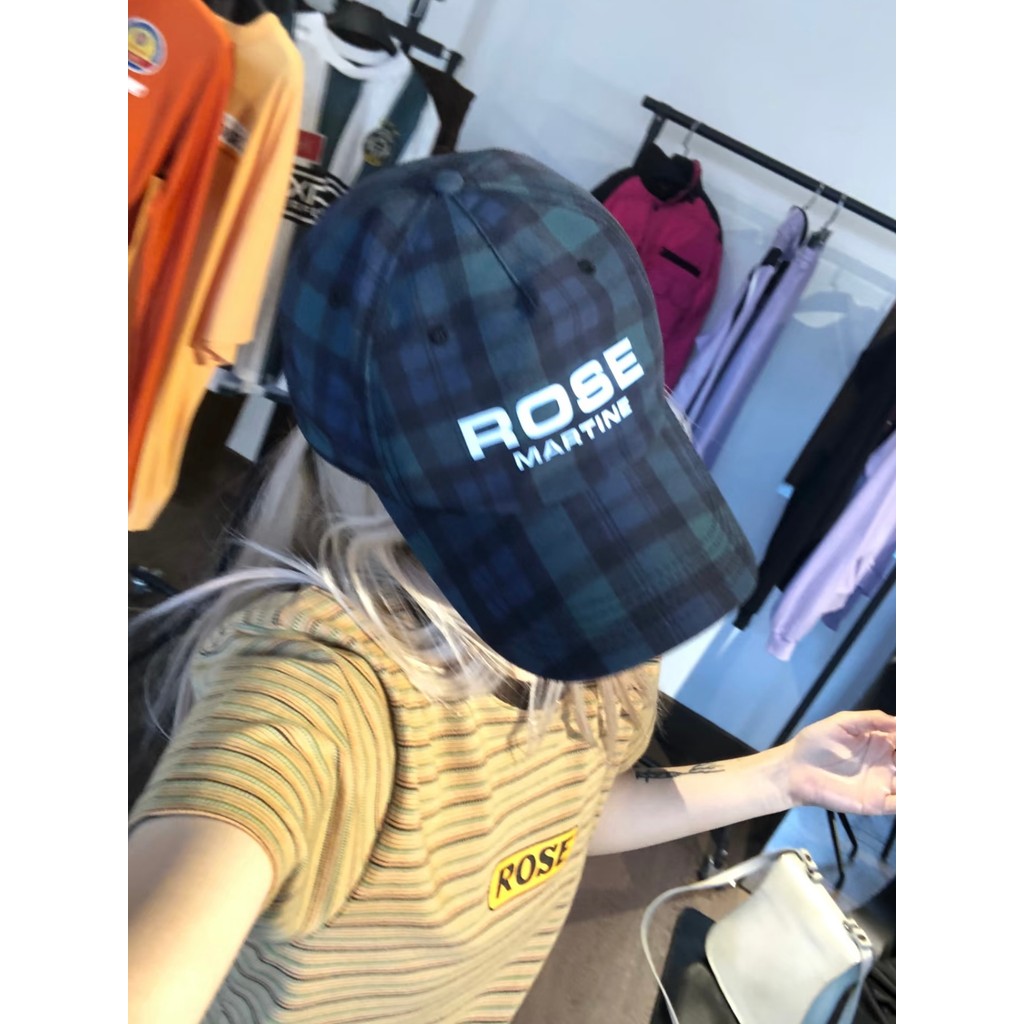 Martine Rose 25SS NYLON CAP สีดําสีเขียว NYLON Plaid CAP หมวกเบสบอลตัวอักษรสะท้อนแสง