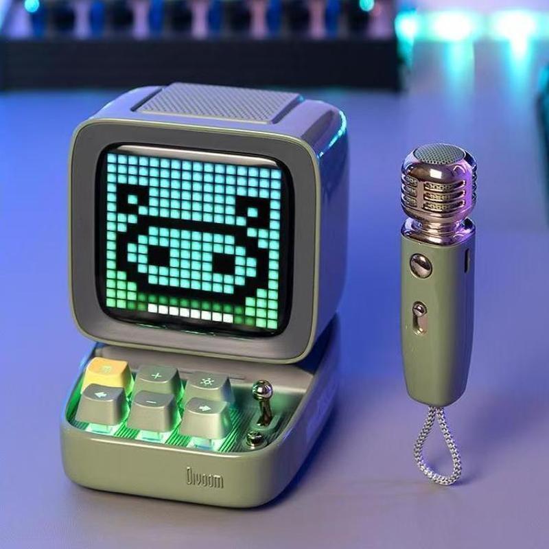 Divoom Divoom mic Pixel ลําโพงบลูทูธคอมพิวเตอร์ขนาดเล็ก ลําโพงไร้สาย ไมโครโฟน K-Song ลําโพงย้อนยุค ร