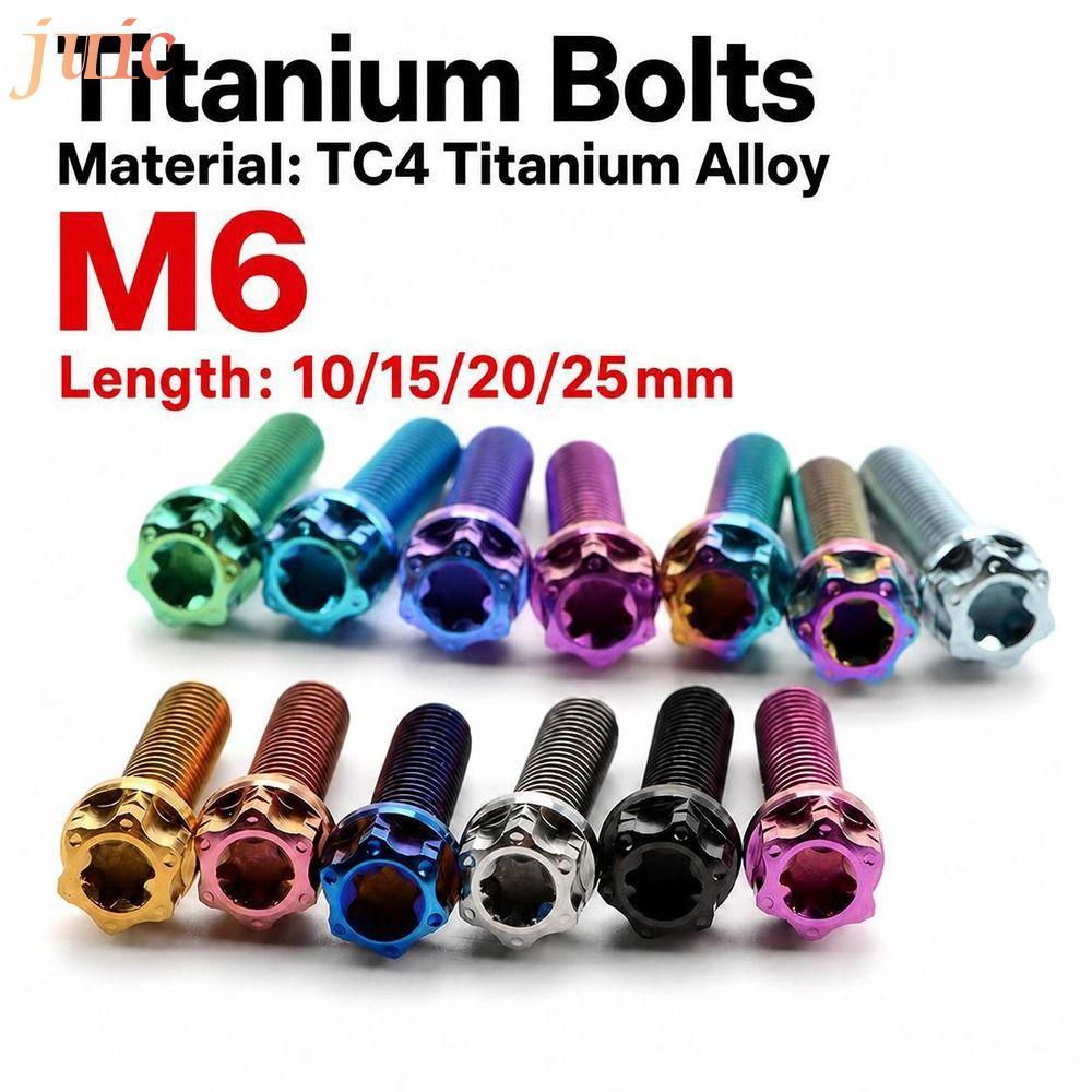 JUIC Titanium Bolt, M6 Multi Colours Flange Torx Bolt, GR5 Titanium Alloy Fairing Bolt
