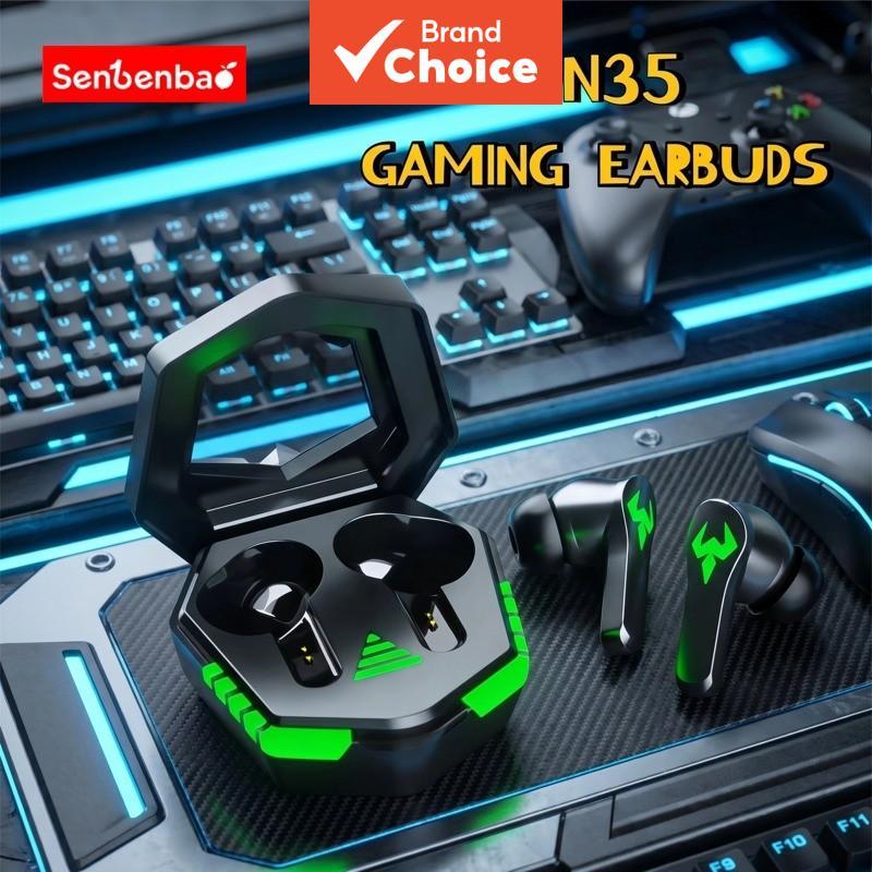 หูฟังไร้สาย Senbenbao N35 หูฟังเกมมิ่ง หูฟังบลูทูธ BT 6.0 TWS สเตอริโอพร้อมไมโครโฟน หูฟังของแท้คุณภาพสูง