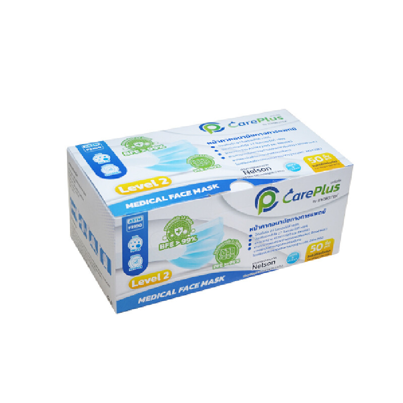 หน้ากากอนามัยทางการแพทย์  ไมโครเท็กซ์ Careplus สีฟ้า (P50)