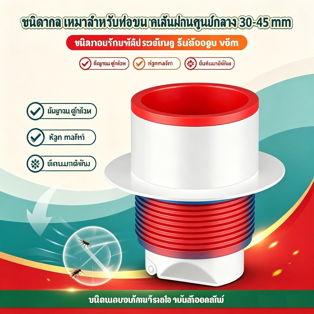 ยางปิดท่อ น้ำทิ้ง สายน้ำทิ้ง ยางปิดปลายท่อ ใช้ครอบ สวม ช่วย กันกลิ่น แมลง อุปกรณ์ประปา