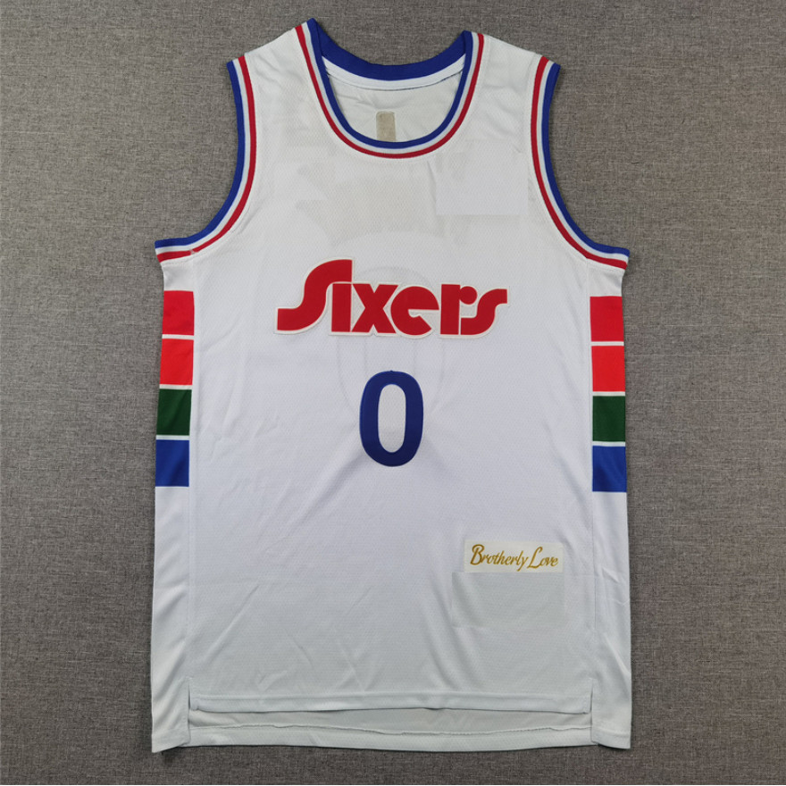 เสื้อบาสเก็ตบอลรุ่นปัก 2027 ซีซั่น 76ers No.0 Maxey Jersey Embiid James Brown Edgecombe Vest