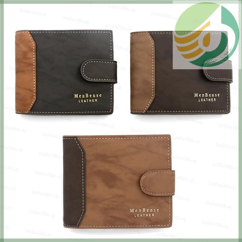 Yf6 As Trifold PU Cowhide Card Holder for Men Retro Coin Purse Change Pocket Money for Cas