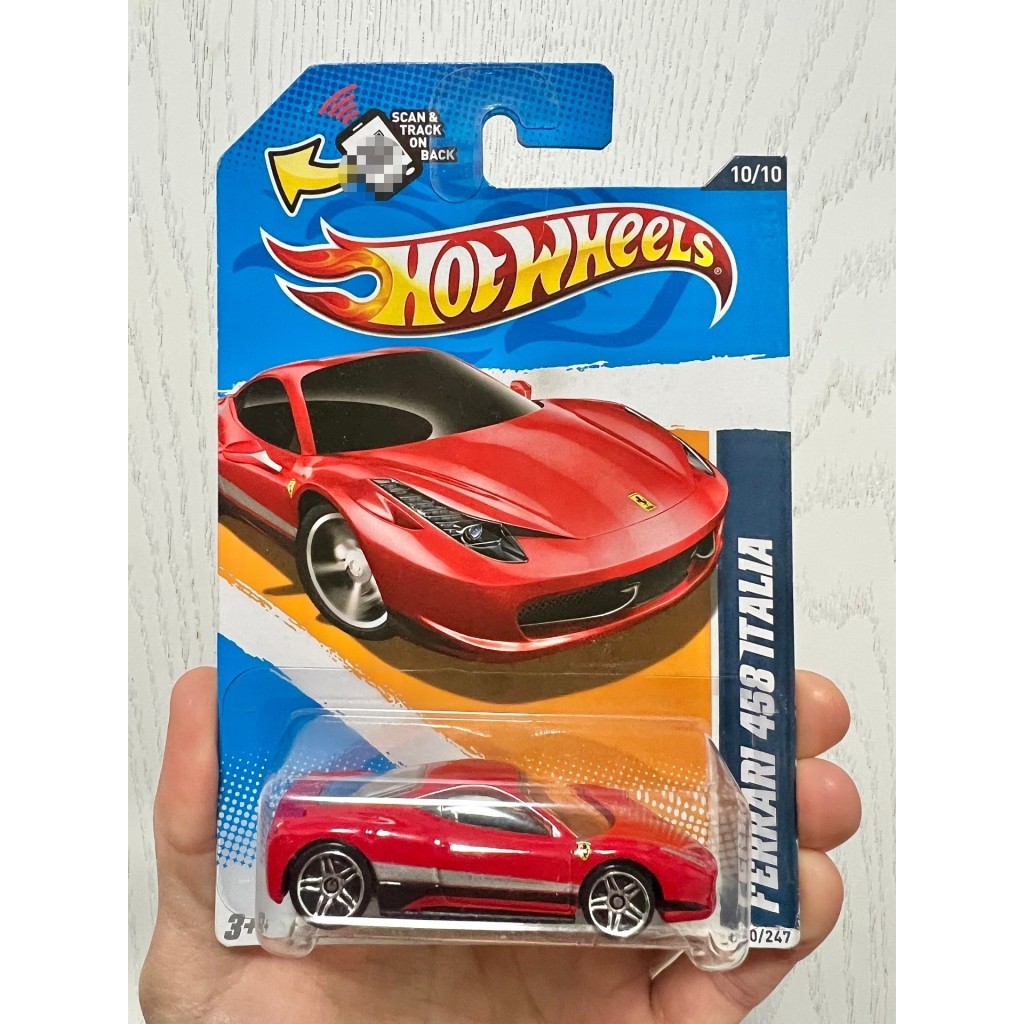 [คลังสินค้าพร้อม] Hot Wheels การ์ดเก่า Ferrari 458 Italia Ferrari สีแดง 2012 Hot Wheels All Stars Fe