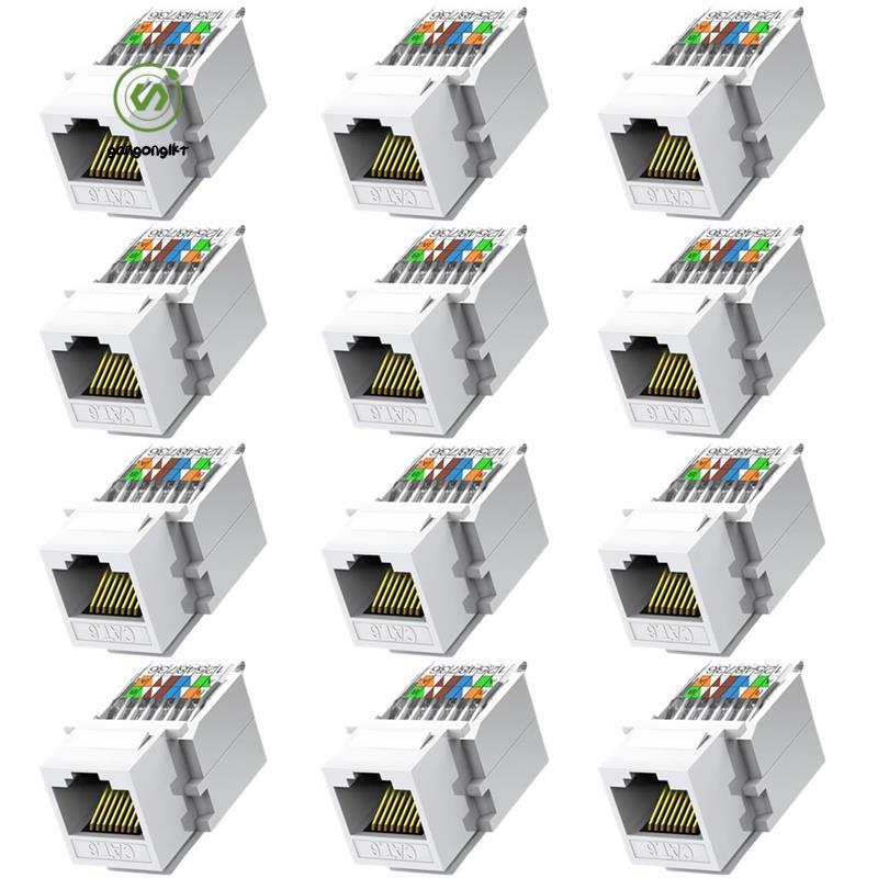 [gangong1kr]Ethernet Module Jack 12PCS Cat6 RJ45 Toolless Coupler Female to Female Gigabit Panel in 