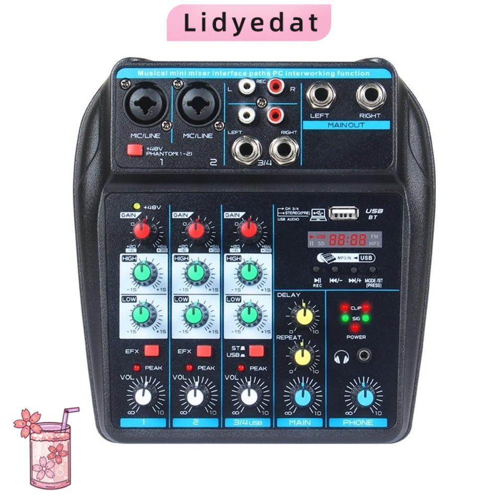 LIDYEDAT165 Audio Mixer, 48V Phantom Power Monitor ระบบคาราโอเกะ DJ Console Mixer, Bluetooth Portabl