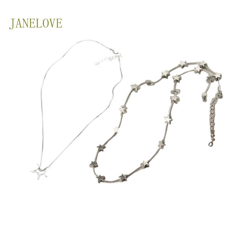 JLOVE Sweet Cool Y2k ไม่สม่ําเสมอ Star Pentagrams จี้สร้อยคอสําหรับผู้ชายผู้หญิงแฟชั่น Punk Hip Hop 