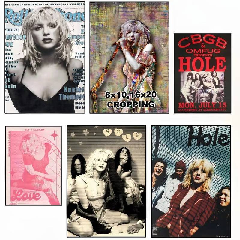 Rock Legend C-Courtney L-Love โปสเตอร์ผ้าใบภาพวาด Room Bar Cafe Wall Decor ของขวัญห้องนั่งเล่นห้องนอ
