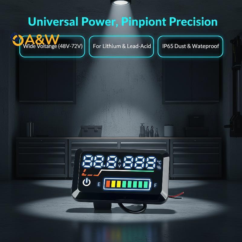A&W Precision Digital Voltage Tester Meter 48V-72V Battery Level Power Indicator สําหรับ RV Camping 