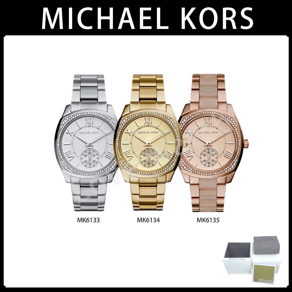 Women's MK6133 Bryn Stainless Steel Glitz Watch MK6134 MK6135 - 38mm