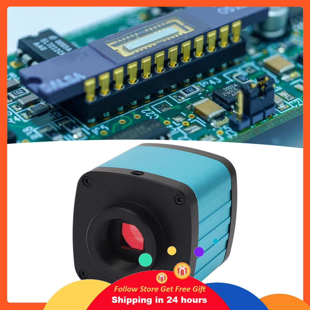 supergoodsales กล้องจุลทรรศน์อุตสาหกรรม C Mount Electronic 100‑240VAC สำหรับการบัดกรี PCB (ปลั๊ก US)