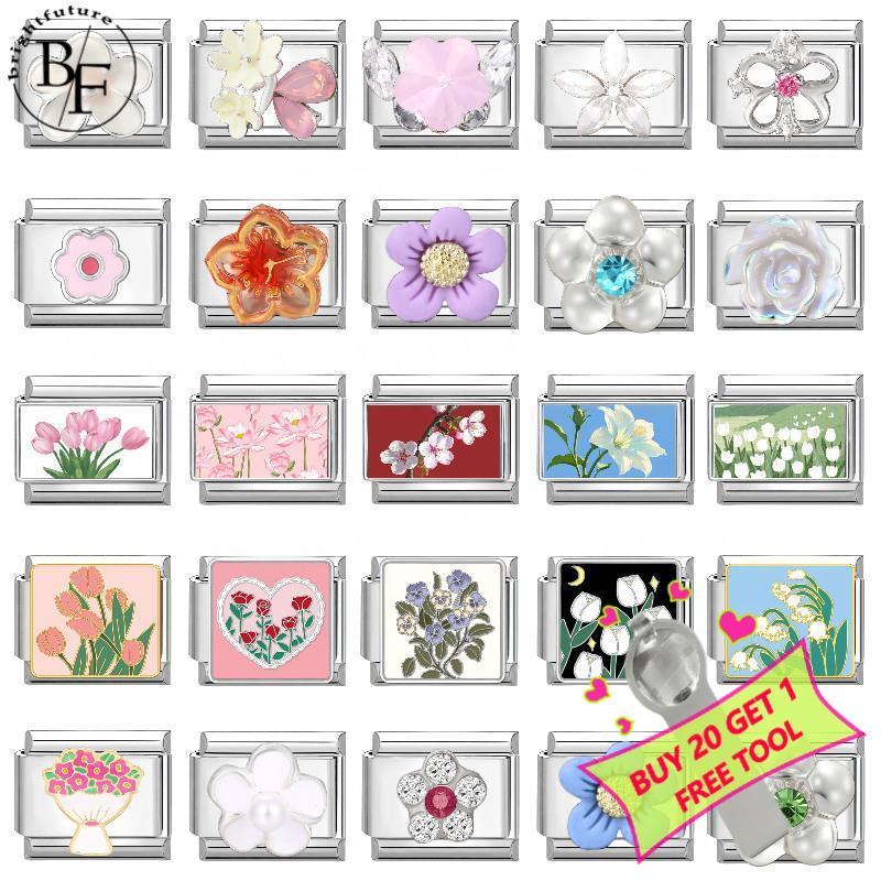 สร้อยข้อมือสแตนเลส DIY สไตล์อิตาเลียน charm ขนาด 9 มม. เสริมบุคลิกภาพแบบเรโทร