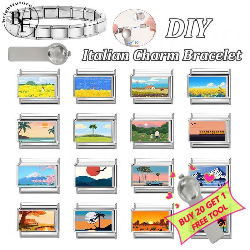 Snow Mountain สร้อยข้อมือ charm สแตนเลสสไตล์อิตาเลียนสำหรับ DIY และของตกแต่ง retro