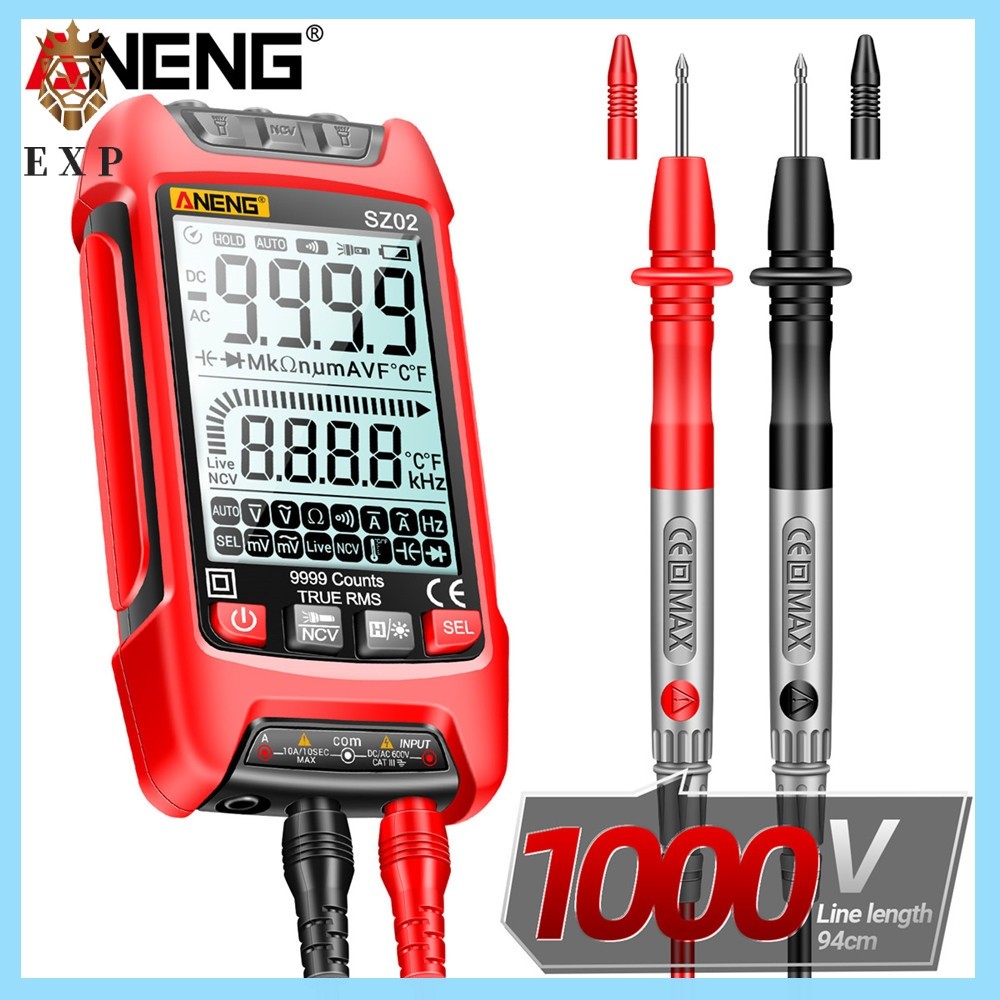 [explosion1.th] 9999 นับมัลติมิเตอร์แบบดิจิตอลช่วงอัตโนมัติ True RMS Capacitance Meter DC AC แรงดันไ