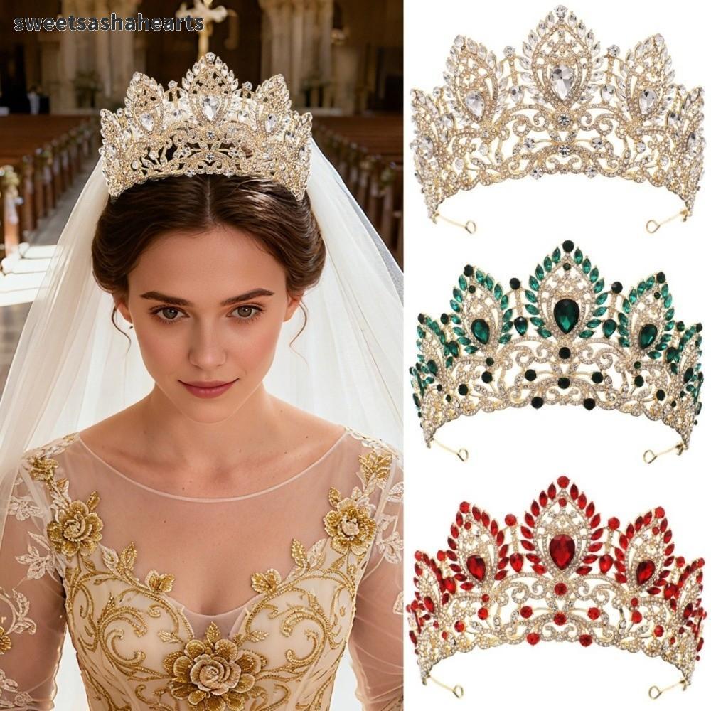 SWEE Princess Wedding Tiara, Headwear Big Diadem Queen Crown, Trend Luxury Elegant Princess Crown สํ
