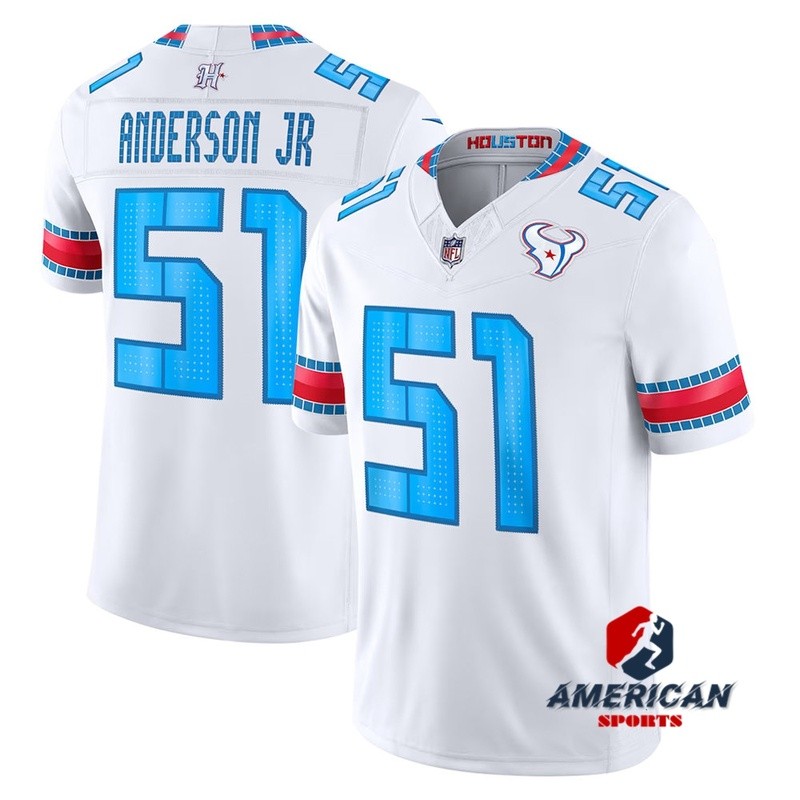 ผู้ชาย Houston Texans #51 จะแอนเดอร์สัน จูเนียร์. เสื้อฟุตบอลอเมริกันลิมิเต็ดสีขาว