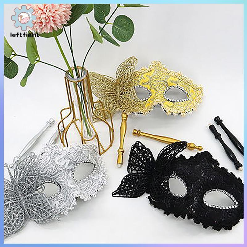 LEFT หน้ากากปาร์ตี้ฮาโลวีนถือ Sti Evening Prom Masquerade หน้ากากเวทีคอสเพลย์ Props Venetian หน้ากาก