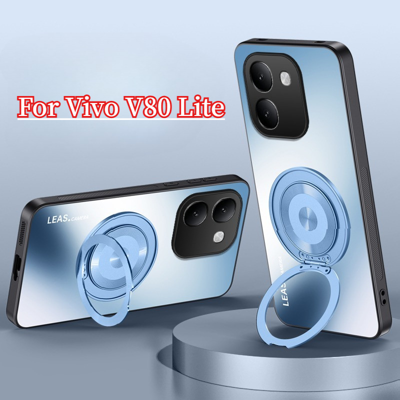 Frosted Stand Holder แหวนยึดเคสโทรศัพท์สําหรับ Vivo V80 Lite 5G Matte Hard ปลอกกันกระแทกฝาหลัง Vevo 