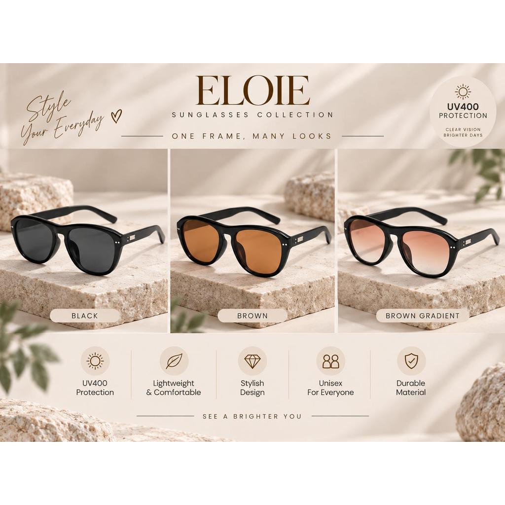 EL002 - แว่นกันแดดป้องกันรังสียูวีสําหรับผู้หญิง - แว่นตา Unisex เกาหลี