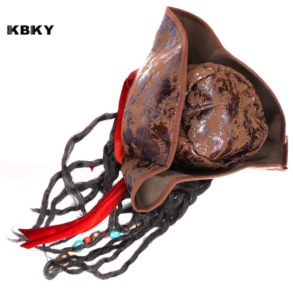 หมวกโจรสลัด KBKY พร้อม Dreadlos Caribbean Pirate Hat Caribbean Pirate Costume Pirate Springevenfine