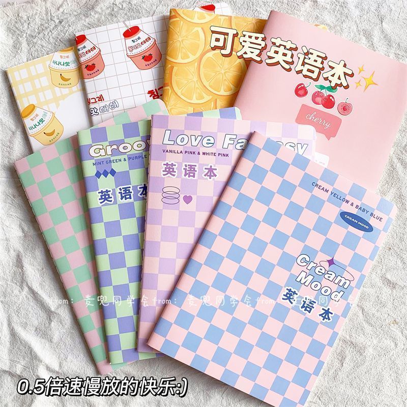 好物推荐卡通英语本作. 业本可爱学生通用初中英文英语笔记本加厚英语高颜值English Homework Book Cartoon Cover English Word Notebook Four L
