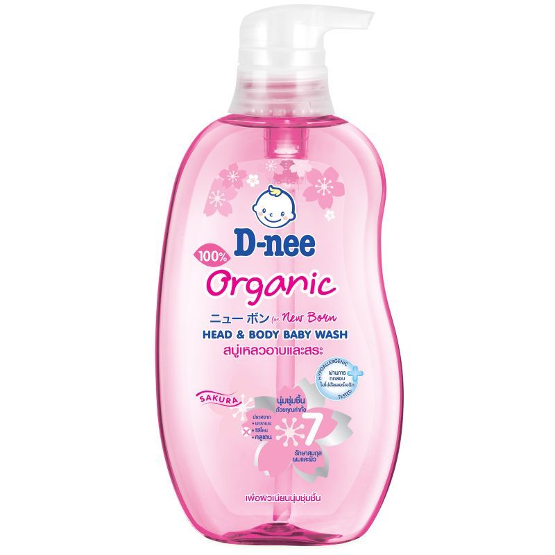 ดีนี่สบู่เหลวอาบน้ำและสระผมเด็กซากุระฟอร์นิวบอร์น 380มล. D Nee Sakura for New Born Head and Body Wash 380ml.