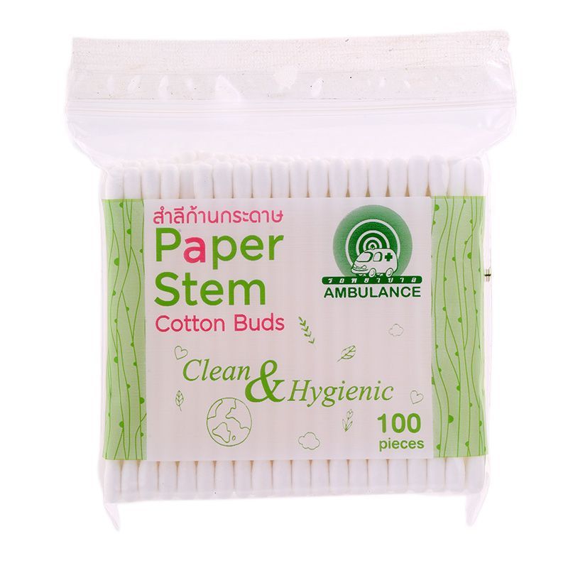 รถพยาบาลสำลีก้าน 100ชิ้น Ambulance Paper Stem Cotton Buds 100pcs.